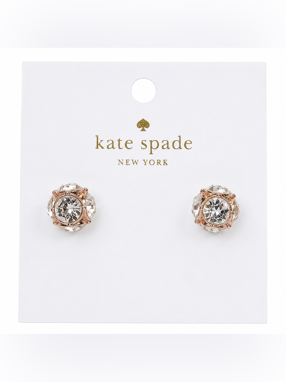 Kate Spade Lady Marmalade Crystal Stud Earrings Rose Gold Clear O0RU1147